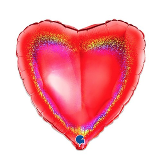 Haza-Witbaard Folieballon Hart Glitter Rood - 46cm