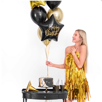 thumb-Folieballon Happy Birthday Star Black & Gold-2