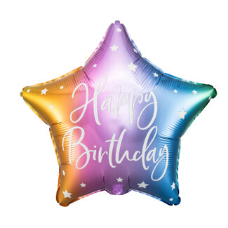 PartyDeco Folieballon Happy Birthday Star Pastel