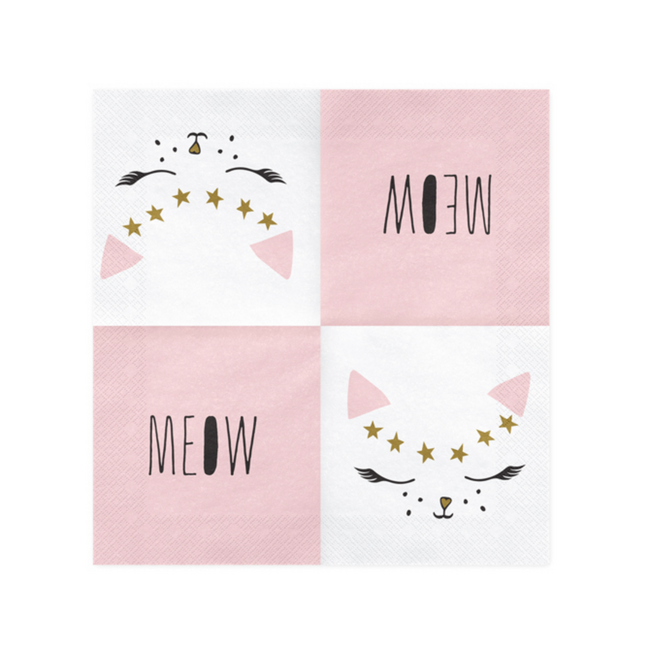 Servetten Pink Cat - 20 st - 33x33cm
