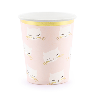PartyDeco Bekertjes Pink Cat - 6 st - 200ml