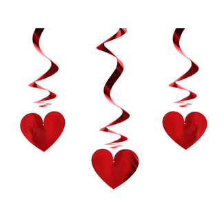 PartyDeco Swirls Hearts Rood - 60cm - 3st