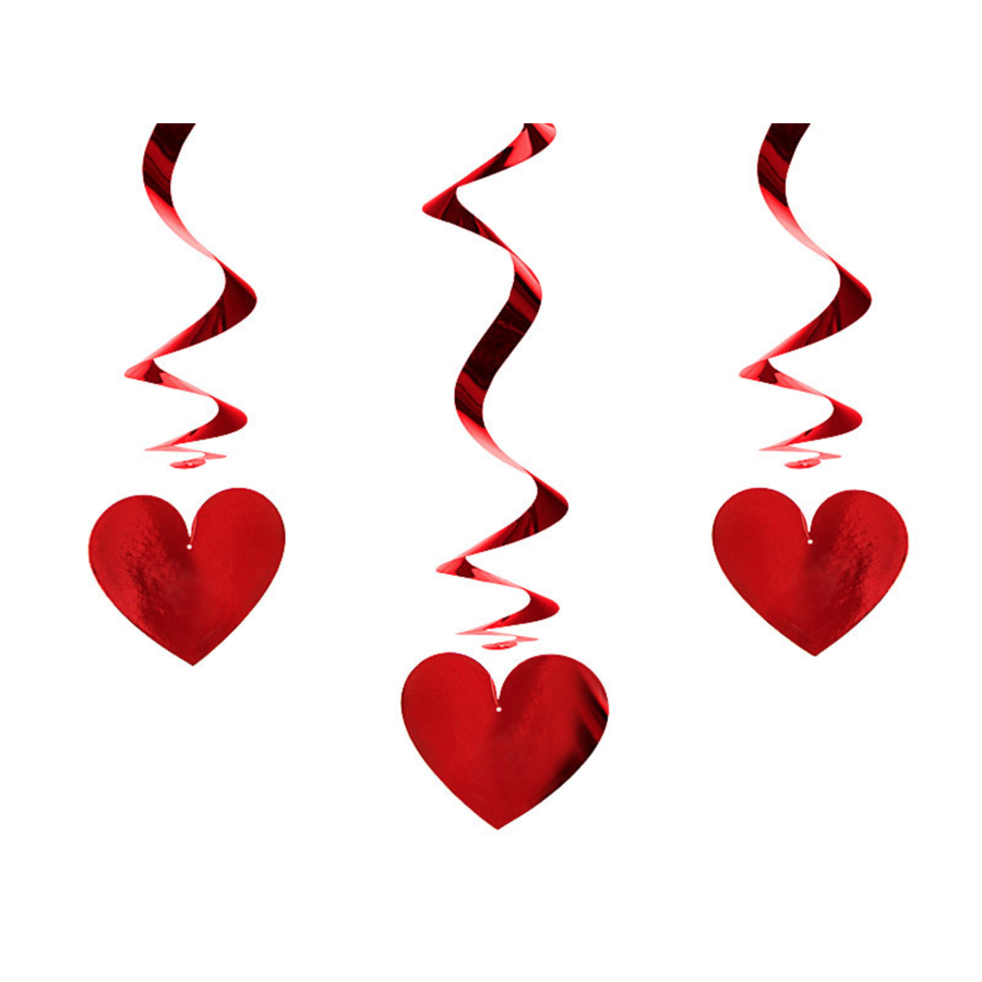 Swirls Hearts Rood - 60cm - 3st-1