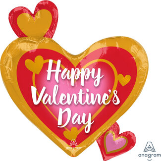 Anagram Folieballon SuperShape Happy Valentines Day Pink & Red - 50x55cm
