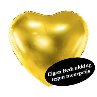 PartyDeco Folieballon Hart Goud - 61cm