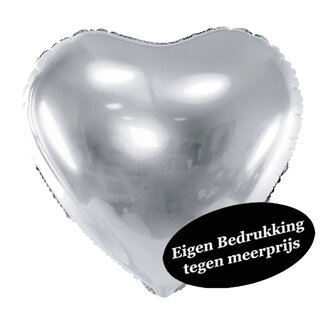 PartyDeco Folieballon Hart Zilver - 61cm