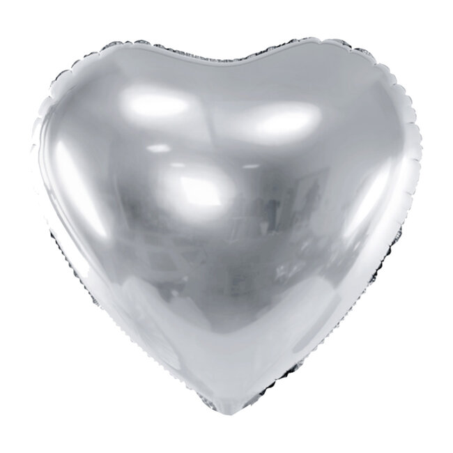 Folieballon Hart Zilver