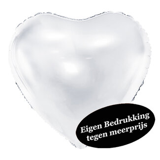 PartyDeco Folieballon Hart Wit - 61cm