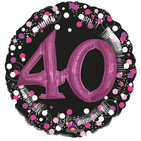 Folieballon 3D Sparkling Birthday Pink 40
