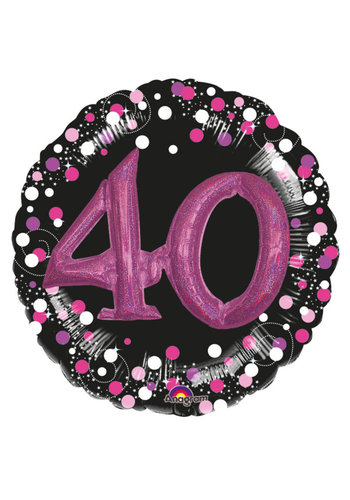 Folieballon 3D Sparkling Birthday Pink 40 - 81x81cm 