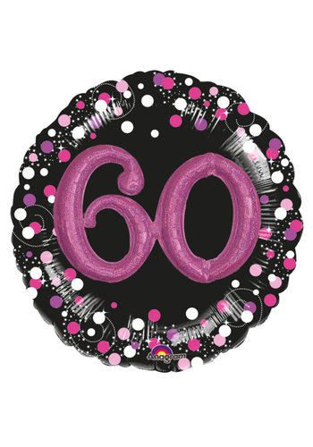 Folieballon 3D Sparkling Birthday Pink 60 - 81x81cm 