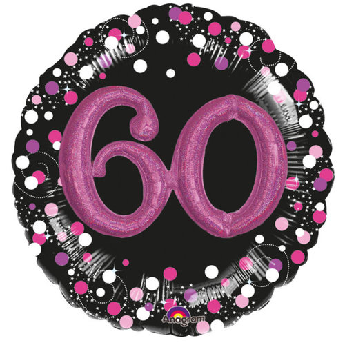 Folieballon 3D Sparkling Birthday Pink 60 - 81x81cm 