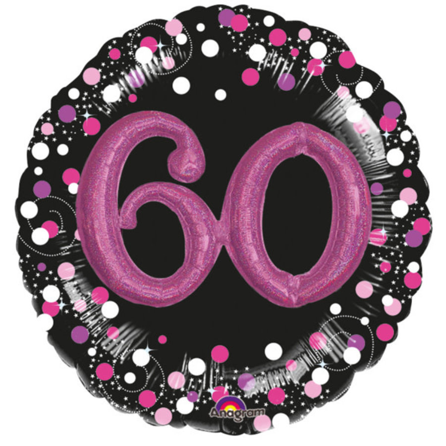 Folieballon 3D Sparkling Birthday Pink 60-1