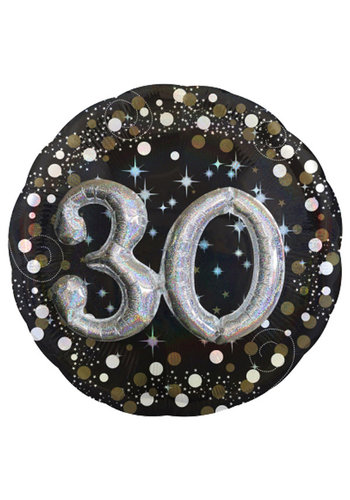 Folieballon 3D Sparkling Birthday 30 - 81x81cm 