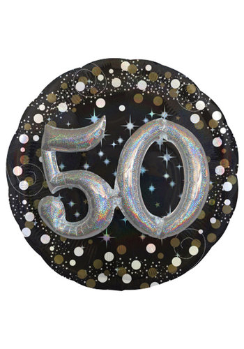 Folieballon 3D Sparkling Birthday 50 - 81x81cm 