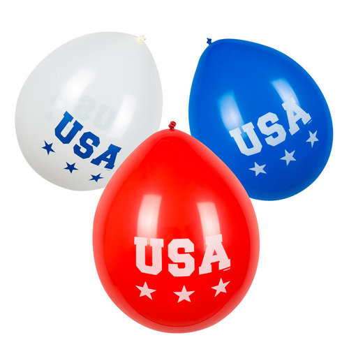 Latex ballonnen 'USA' dubbelzijdig - 6st - 25cm 