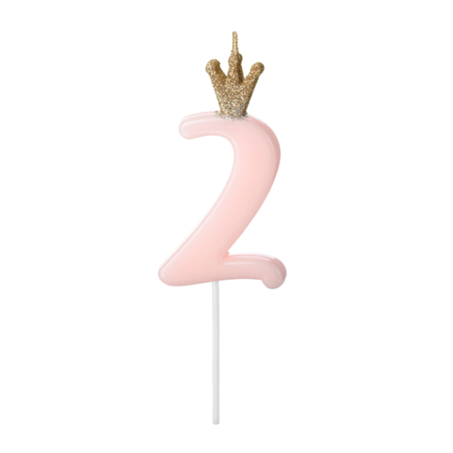 Kaarsje met Kroontje Nr.  2 -  Licht roze - 9.5cm