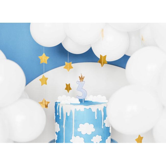 Kaarsje met Kroontje Nr.  3 -  Licht blauw - 9.5cm