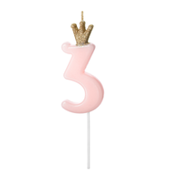 thumb-Kaarsje met Kroontje Nr. 3 - Licht roze - 9.5cm-1