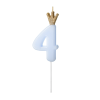 thumb-Kaarsje met Kroontje Nr. 4 - Licht blauw - 9.5cm-1