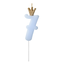Kaarsje met Kroontje Nr.  7 -  Licht blauw - 9.5cm
