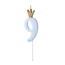 Kaarsje met Kroontje Nr. 9 -  Licht blauw - 9.5cm
