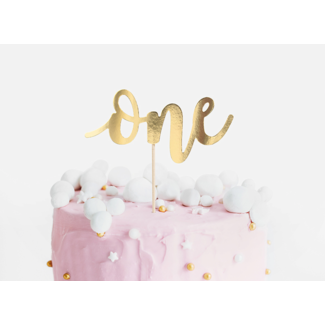 PartyDeco Cake topper Goud - One -  19cm