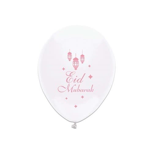 Ballonnen "Eid Mubarak" Roze - 6st - 30cm 