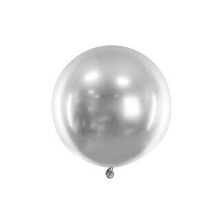 Strong Balloons Ronde Ballon Chrome Zilver - 60 cm - 1 stuk