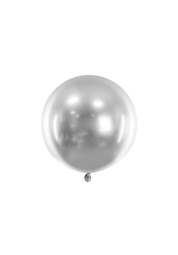 Ronde ballon 61 cm - chrome zilver - 1 st 