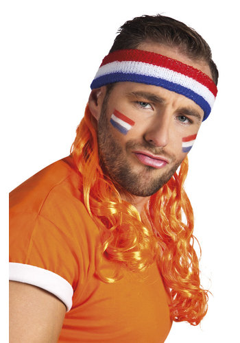 Hoofdband Nederland met oranje haar 