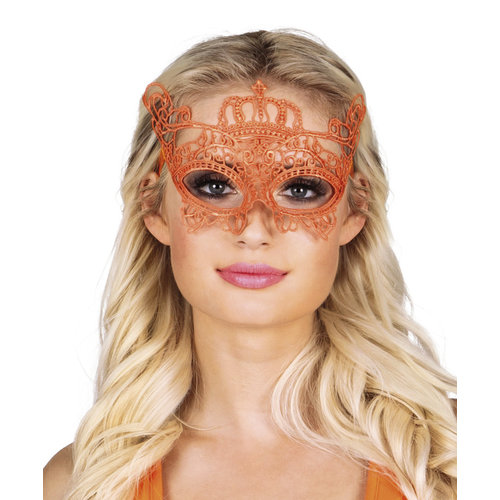 Kanten oogmasker oranje 