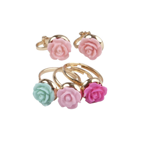 Rose Rings & Earring Set - 3 Rings & 1 Set oorbellen 