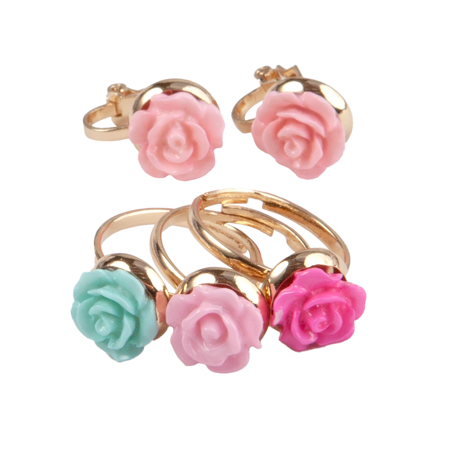 Rose Rings & Earring Set - 3 Rings & 1 Set oorbellen-2