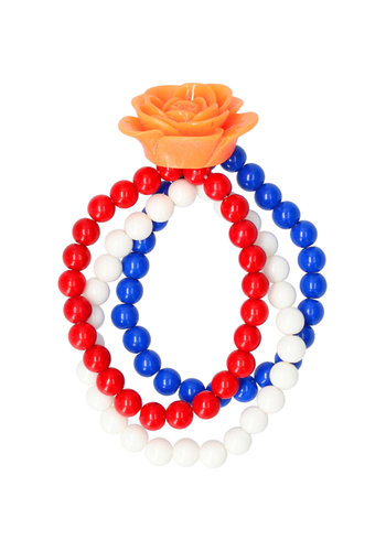 Armband met Bloem Rood-Wit-Blauw 