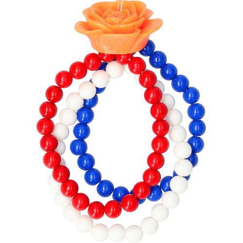 Armband met Bloem Rood-Wit-Blauw 