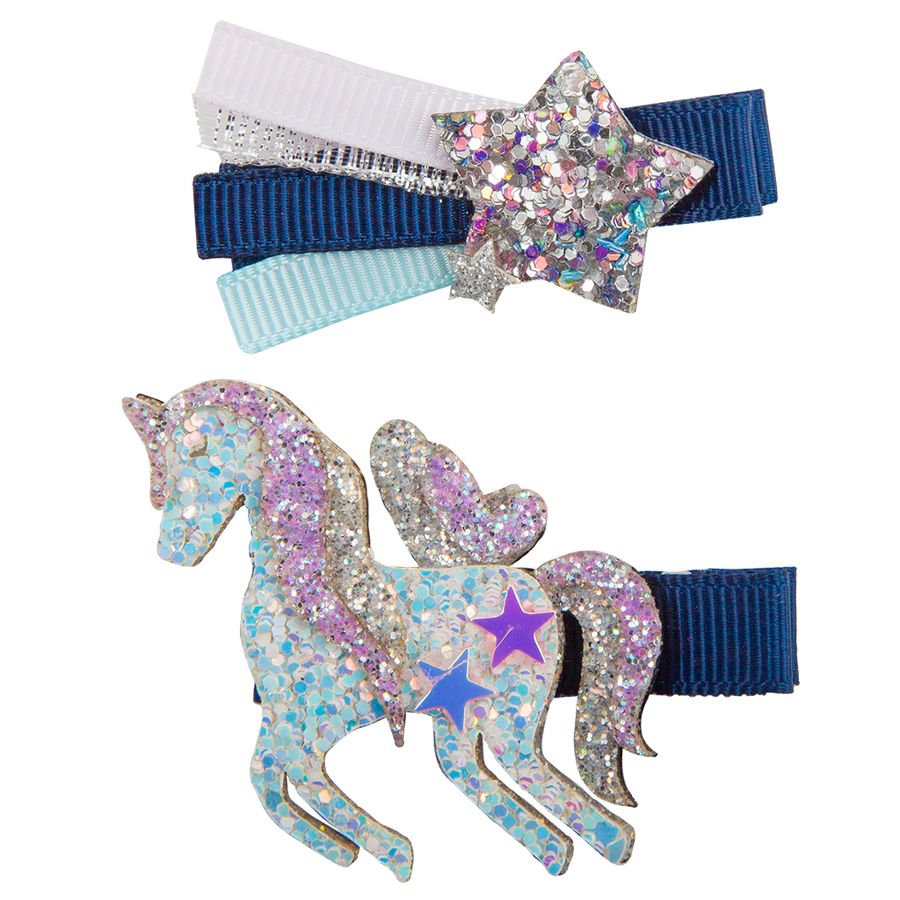 Boutique Navy Unicorn Star Haarspeld-3