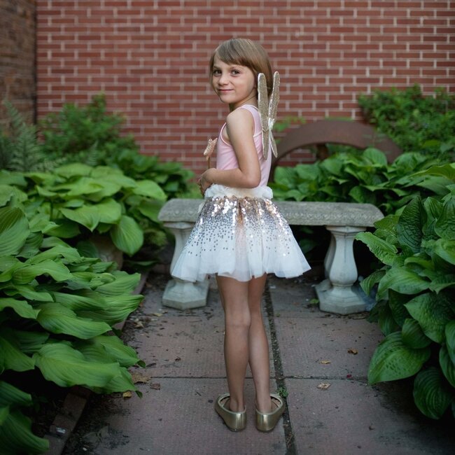 Gracious gouden pailletten rok, vleugels en toverstaf