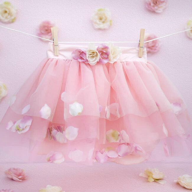 Rok met gouden rozenblaadjes - maat 4-6