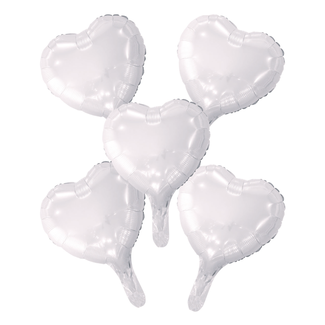 Globos Mini Folie Hartjes Wit - 5 st - 22cm