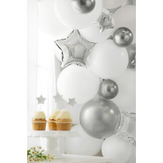 PartyDeco Folieballon Ster zilver - 25cm - lucht vulling