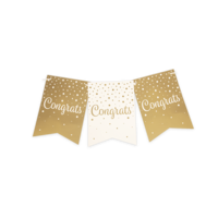 Party flag banner gold/white - Congrats