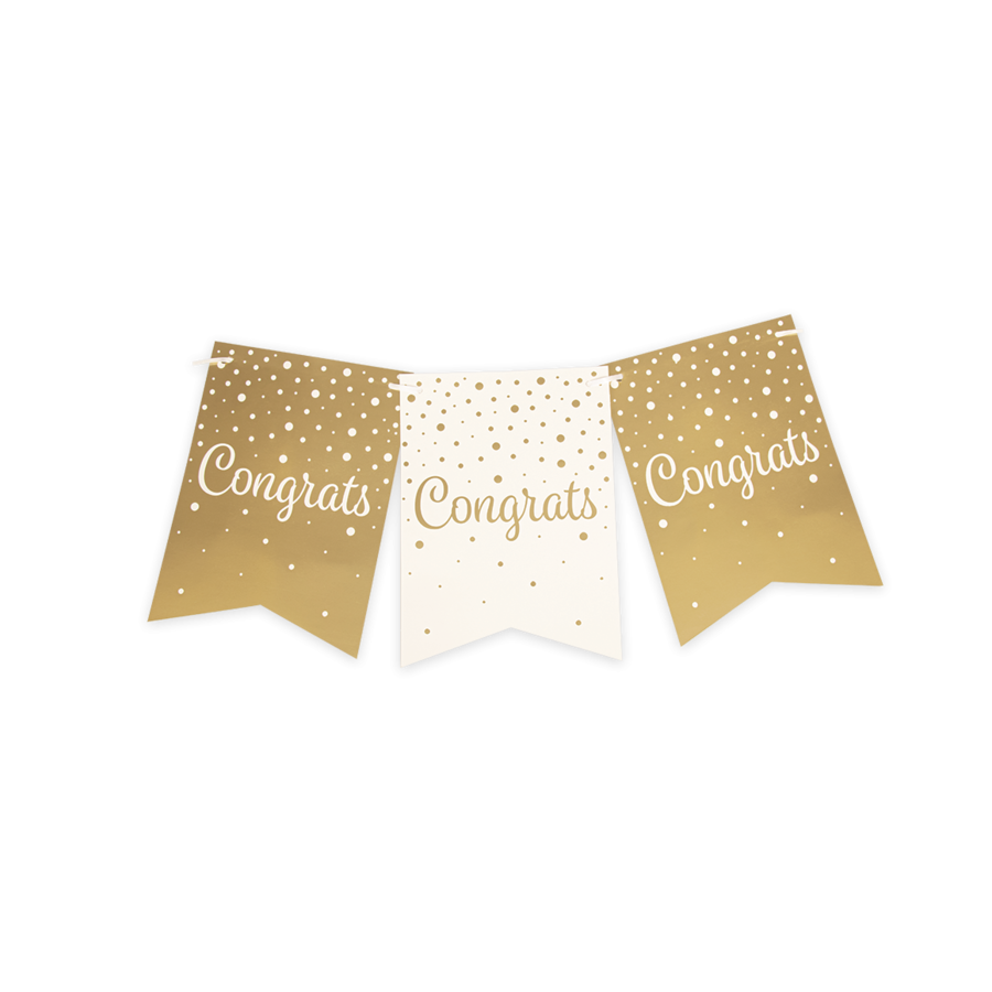 Party flag banner gold/white - Congrats-1