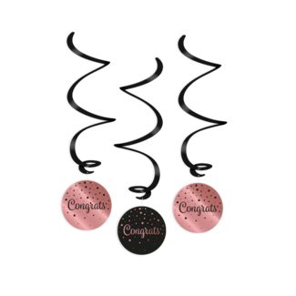 Paperdreams Swirl decorations Black/Rose - Congrats