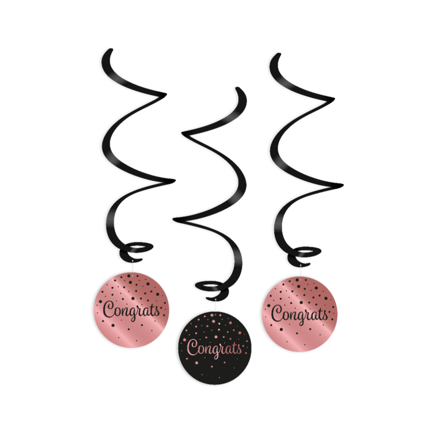 Swirl decorations Black/Rose - Congrats-1