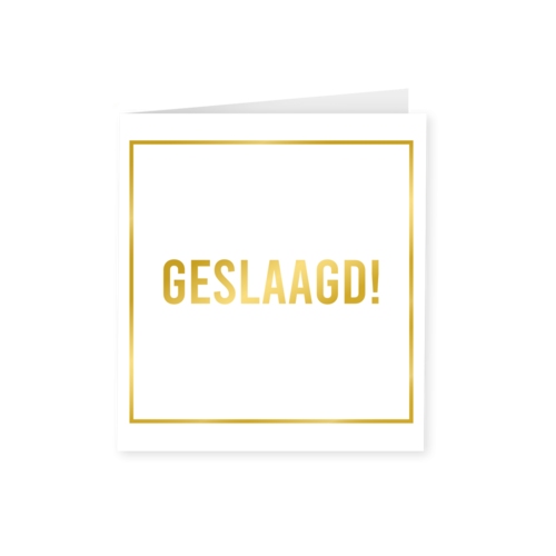 Gold white card - Geslaagd 