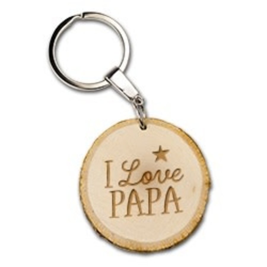 Boomschijf keyring - I love Papa-1