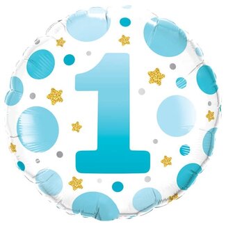 Qualatex Folieballon Age 1 Blue Dots