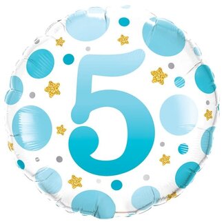 Qualatex Folieballon Age 5 Blue Dots