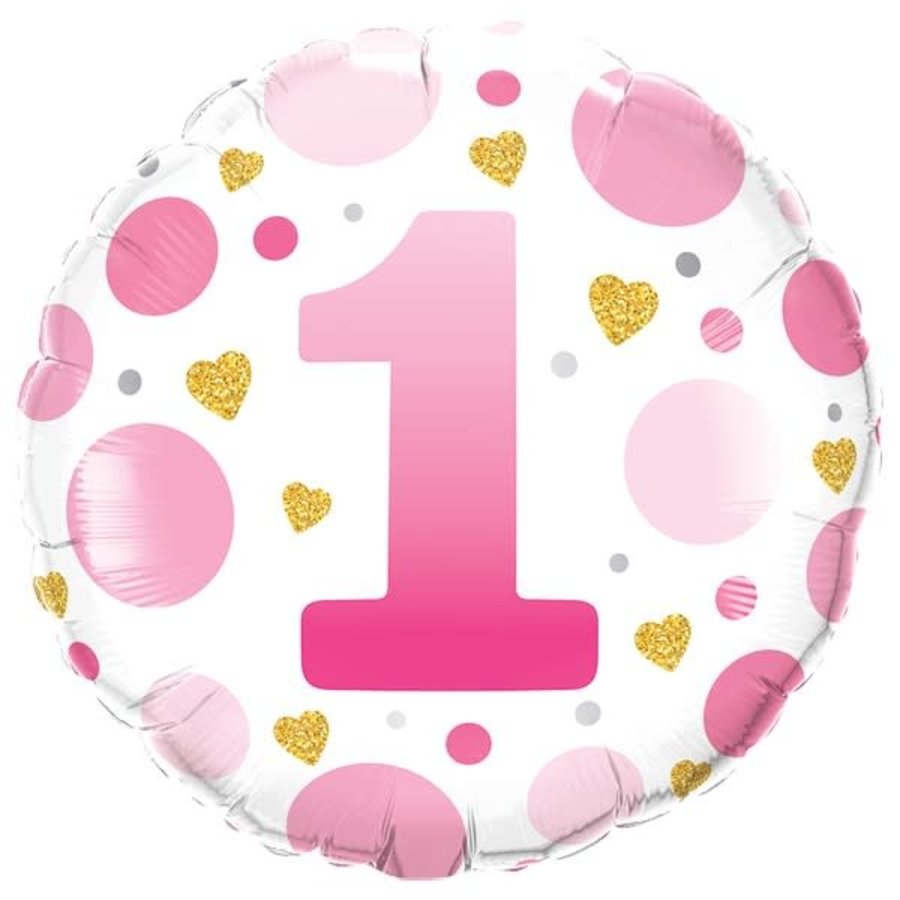 Folieballon Age 1 Pink Dots-1